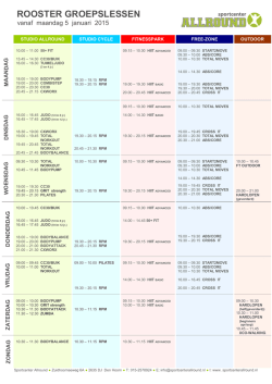 het nieuwe groepslesrooster per 5 januari te downloaden