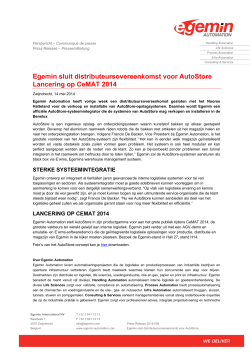 Egemin sluit distributeursovereenkomst voor AutoStore Lancering