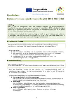 Handleiding verzoek tot subsidievaststelling GO EFRO 2007 2014