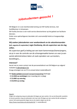 Wij zoeken jobstudenten voor weekendwerk en de vakantiemaanden