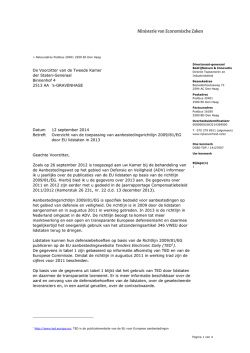 Kamerbrief met overzicht toepassing