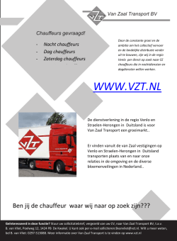 Adv VZT Chauffeurs.indd - Van Zaal Transport BV