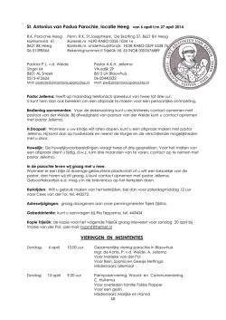 St. Antonius van Padua Parochie, locatie Heeg van 6 april t/m 27