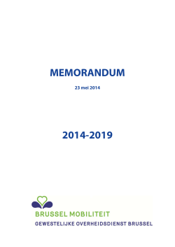 memorandum 2014-2019 - Brussel Mobiliteit