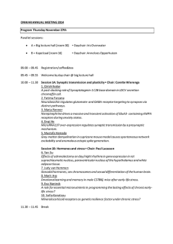 ONWAR ANNUAL MEETING 2014 Program Thursday November