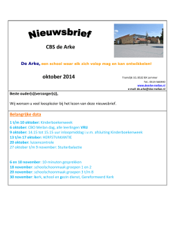 Nieuwsbrief cbs De Arke oktober 2014