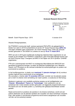 Graduate Research School PTN  Betreft: Dutch Polymer Days