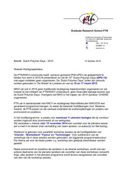 Graduate Research School PTN  Betreft: Dutch Polymer Days