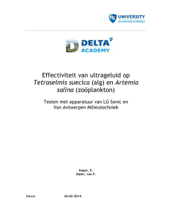 Effectiviteit van ultrageluid op Tetraselmis suecica (alg) en Artemia