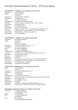 12 H overzicht toetsweek stof voor leerlingen