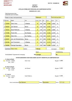 Uitslag DF Driebanden Groot 3e klasse Distr. Nijmegen 2014-2015