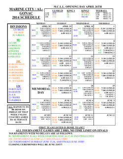 2014 MCLL Boys Schedule 2014 Schedule