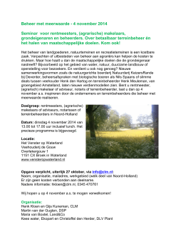 Beheer met meerwaarde - 4 november 2014 Seminar voor