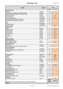 DSV Prijslijst 2014