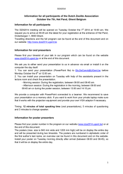 Information for all participants of the Dutch Zeolite