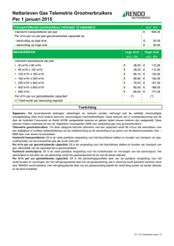 Nettarieven gas telemetrie Grootverbruik