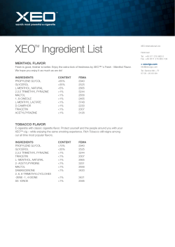 XEOTM Ingredient List