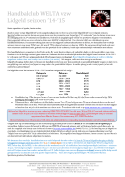 HC WELTA vzw lidgeldbrief 2014-2015