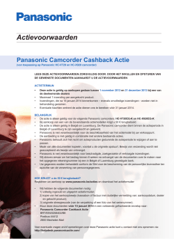 Actievoorwaarden Panasonic Camcorder Cashback