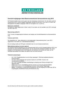 Overzicht belangrijkste wijzigingen