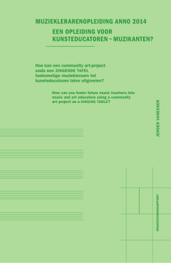 MUZIEKLERARENOPLEIDING ANNO 2014 EEN