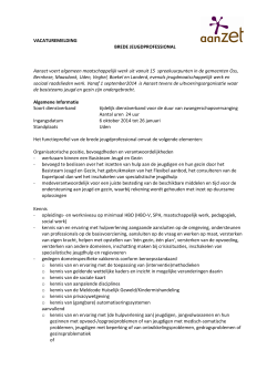 VACATUREMELDING BREDE JEUGDPROFESSIONAL Aanzet
