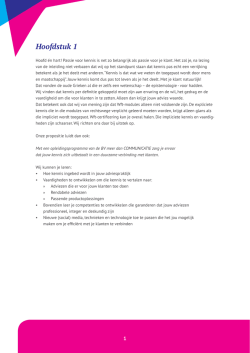 Hoofdstuk 1 - De BV Meer dan Communicatie De BV Meer dan