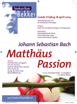 Matthäus Passion - Toonkunstkoor Bekker