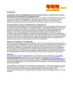 hier het persbericht - MMM... Mensen met Mogelijkheden