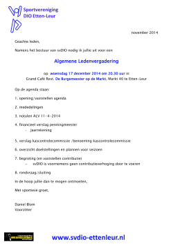 Oproep ALV 2014-2 - Sportvereniging DIO Etten-Leur