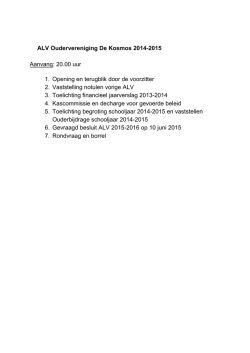 Behorende bij nieuwsbrief 05 Agenda ALV