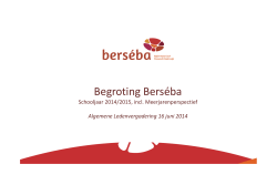 Presentatie Begroting Berséba – juni 2014