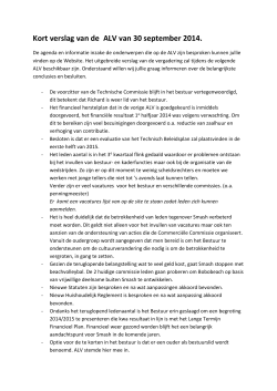Kort verslag van de ALV van 30 september 2014.