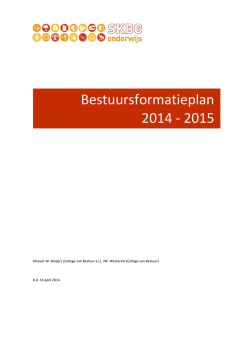 Bestuursformatieplan 2014-2015 - Stichting voor Katholiek