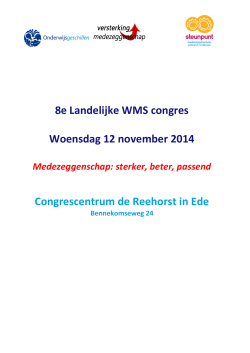 8e Landelijke WMS congres Woensdag 12 november 2014