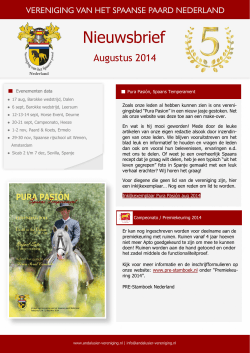 Nieuwsbrief aug 2014 - Andalusier Vereniging