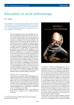 Education in wrist arthroscopy - Nederlandse Vereniging voor
