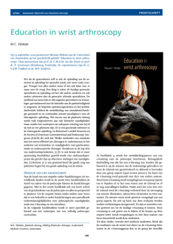Education in wrist arthroscopy - Nederlandse Vereniging voor