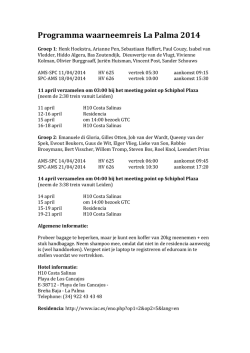 Programma waarneemreis La Palma 2014