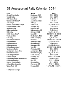 GS Autosport.nl Rally Calendar 2014