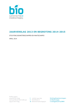 BWM jaarverslag 2013 en begroting 2014-2015