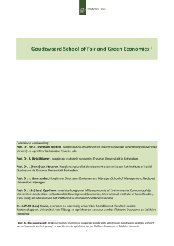 Goudzwaard School of Fair and Green Economics 1