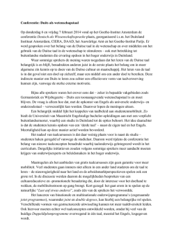 Conferentie: Duits als wetenschapstaal Op
