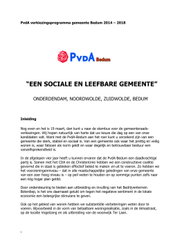 PvdA verkiezingsprogramma gemeente Bedum 2014 – 2018