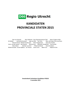 Kandidatenboek PS2015 - D66 Provincie Utrecht