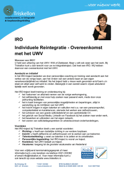 IRO Individuele Reintegratie - Overeenkomst met het UWV
