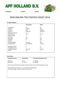 MISS MALINA TEELTADVIES OOGST 2014