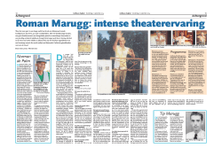 Roman Marugg: intense theaterervaring