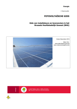 Fotovoltaïsche gids - Bruxelles Environnement