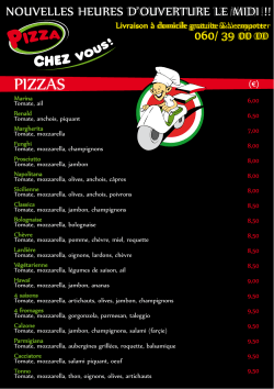 PIZZAS - Pizza Chez Vous